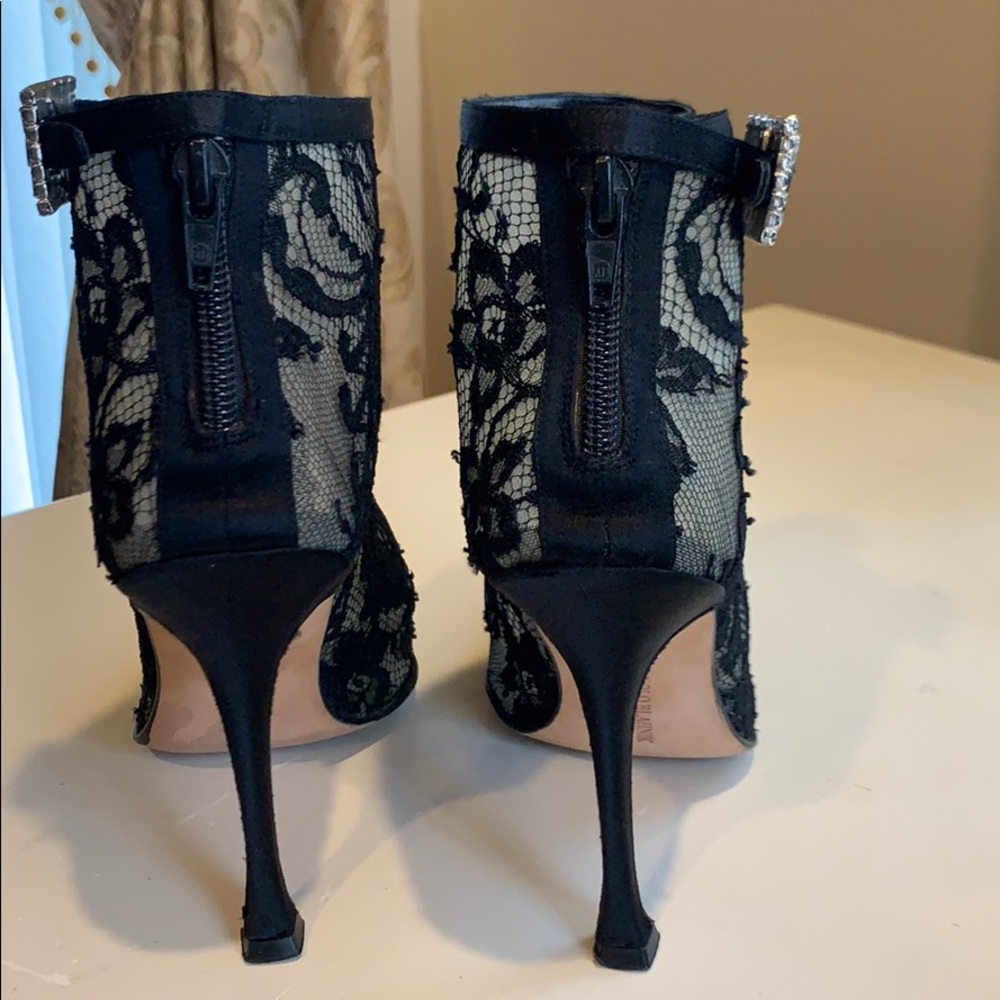 MANOLO BLAHNIK BLACK Rhinestone Booties S36 - Picture 12 of 16